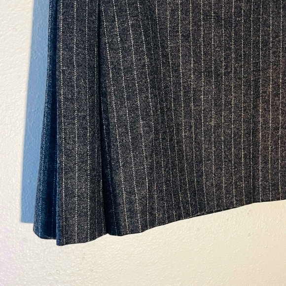 J. Crew Wool Blend Gray Striped Preppy Clueless Y2K Pleated Wrap Skirt - Picture 5 of 7